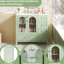 36 armoires de rangement pour salle de bain avec texture gaufrée, quatre tiroirs, deux portes en verre, double espace, couleur turquoise fraîche, poignées modernes, conception de rails coulissants lisses, rangement, revêtement, calme et doux