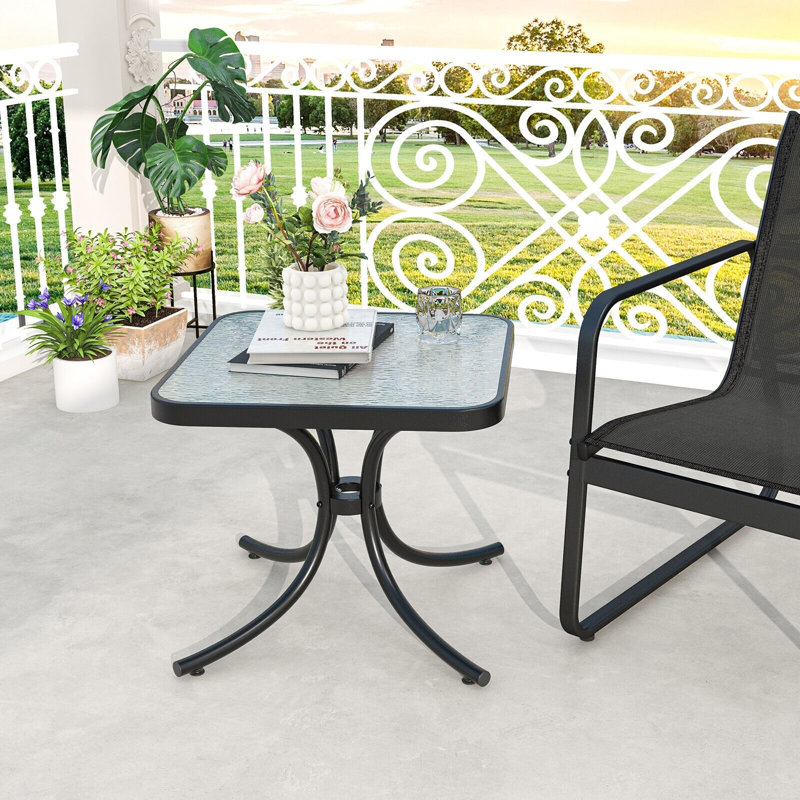 Bouton Square Tempered Glass Outdoor Side Table - 50 cm W 50 cm D