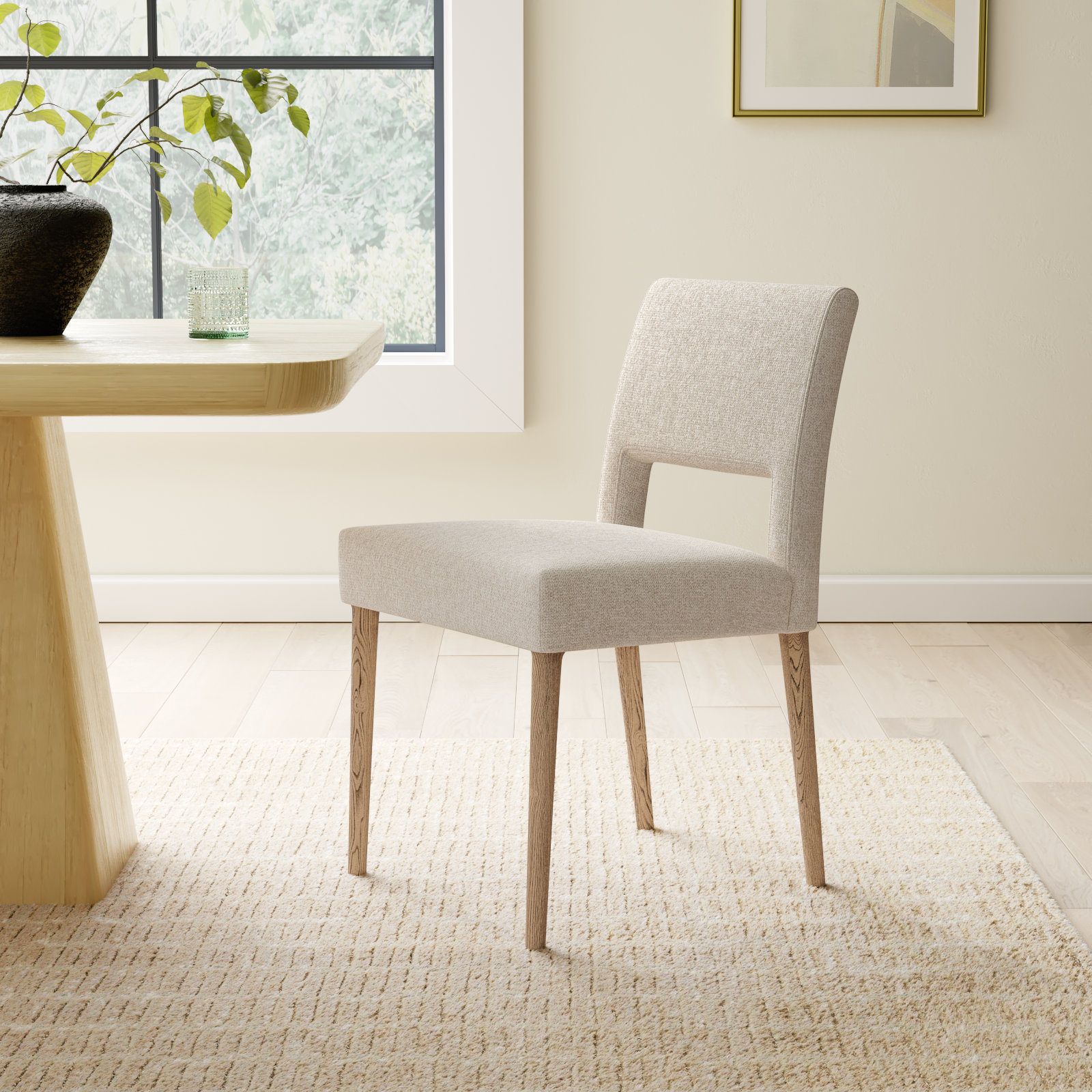 Ermine Upholstered Side Chair, Light Camel