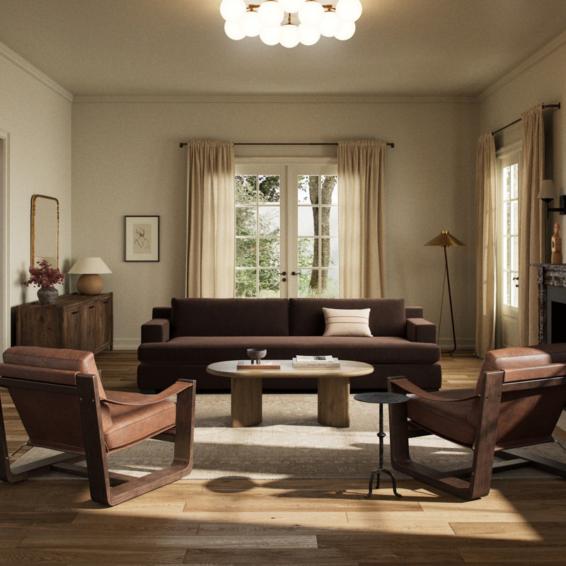 Crispin Sofa - Crypton Nomad Snow, 33" H x 110" W x 42.50" D, Surrey Cocoa