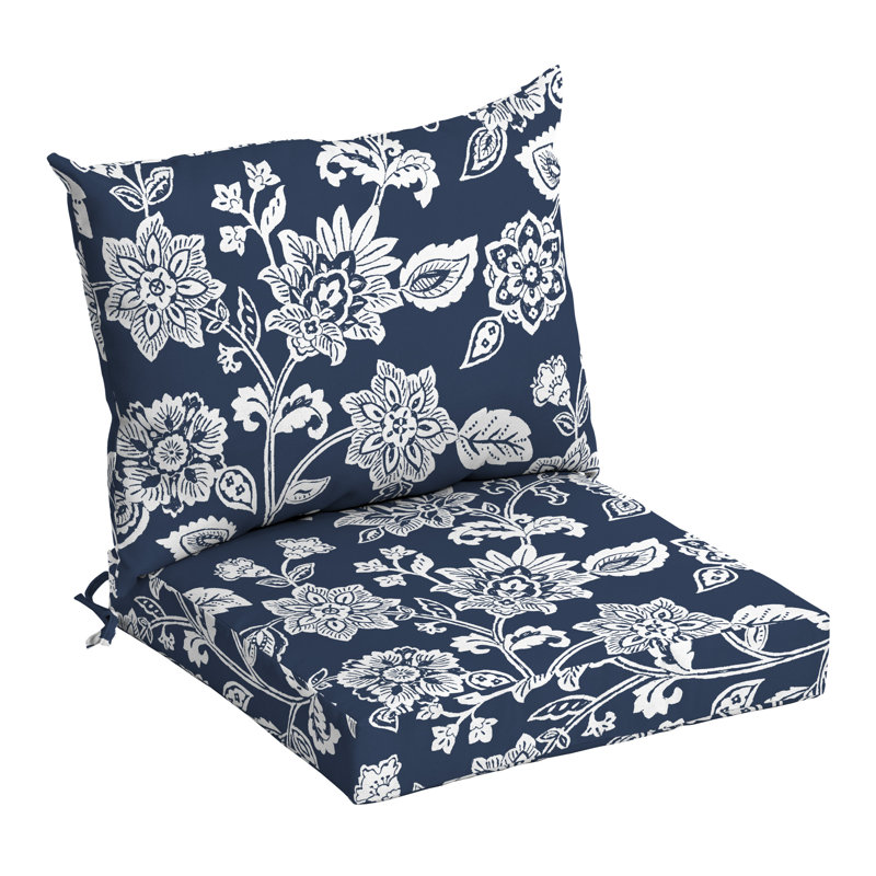 Coussin de chaise d'extérieur 4 po ARDEN, Saphir / blanc