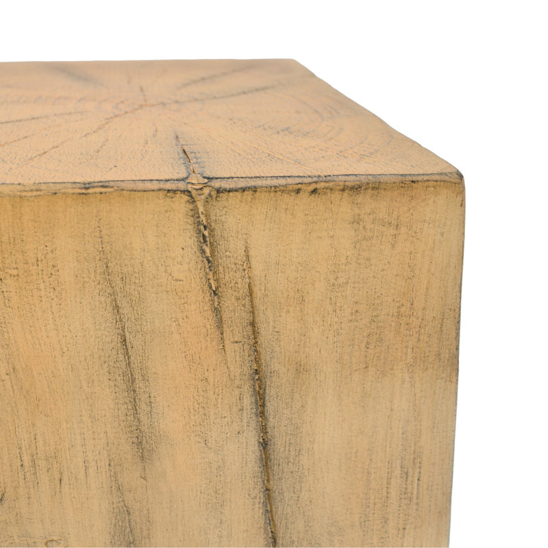 End Table With Realistic Wood-like Finish Design Detail, 32.99" Height, Natural Color Option, Indoor Outdoor Functionality, Mixable For Dynamic Decor Arrangements Wood-look In Shape, High, Scheme,
