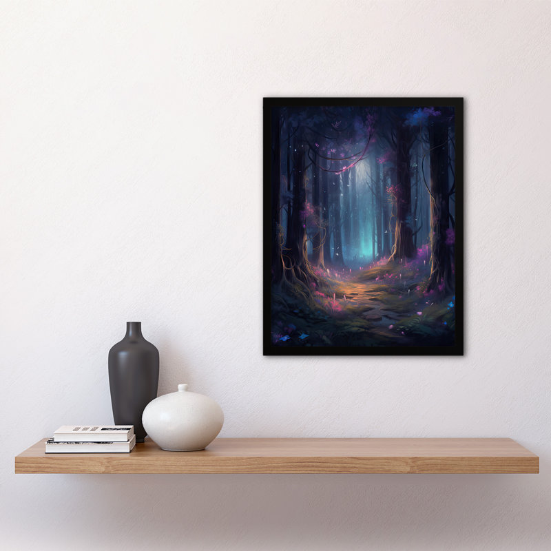 Alae Enchanted Forest Flowers Pink Blue Green - Single Picture Frame Print