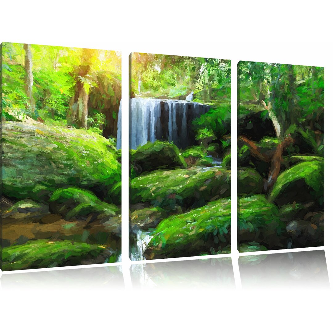 3-tlg. Leinwandbilder-Set „Schöner Regenwald in Thailand“, Grafikdruck