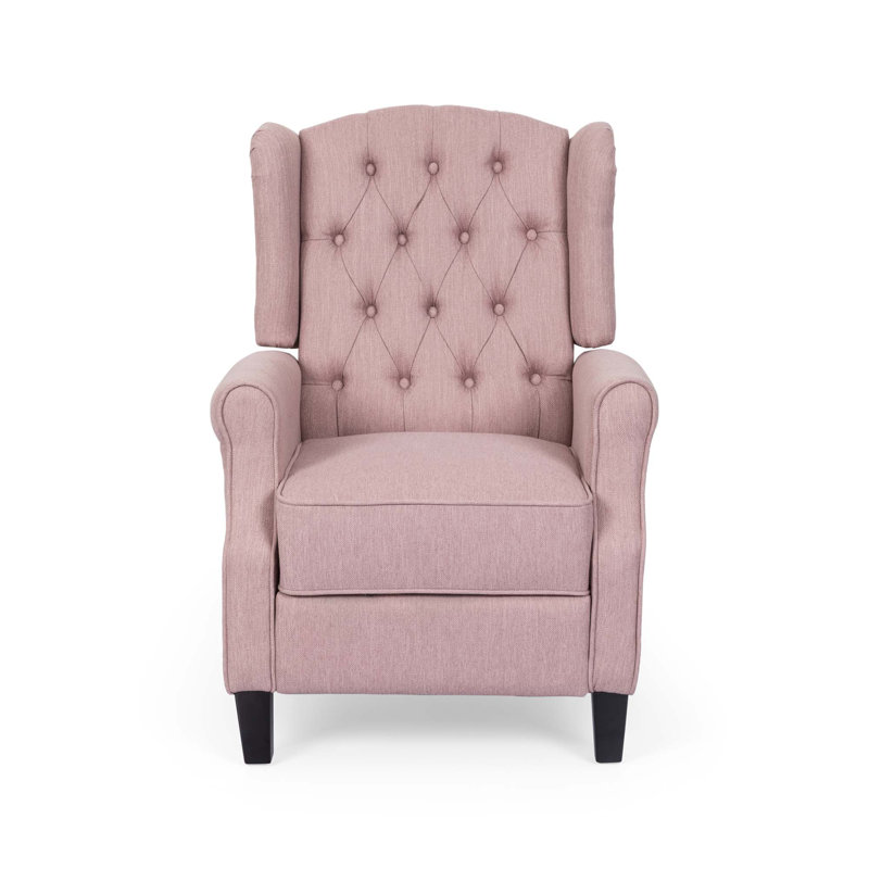 Manual Wing Chair Recliner, Light Pink Fabric