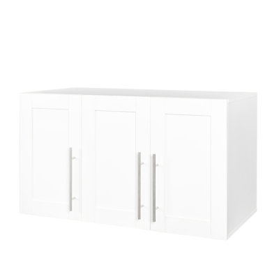 White Stackable Wall - Mounted 15.31"d X 35.39"w 19.94"h Storage Cabinet, Ideal For Stand Alone Overhead Or Paired In Laundry Room Cabinet 19.94"h, Use As Tv Media Extra Living
