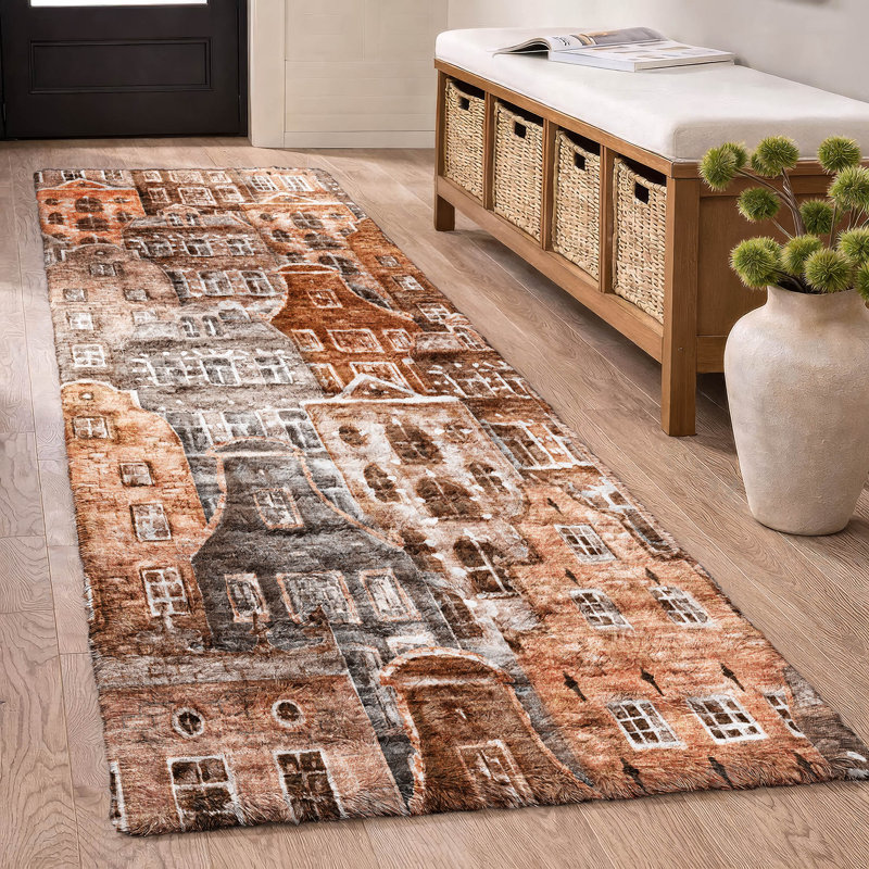 Tapis fantaisie de qualité supérieure lavable à la machine Dream ADS600, Paprika, Tapis de couloir 2 pi 3 po x 7 pi 6 po