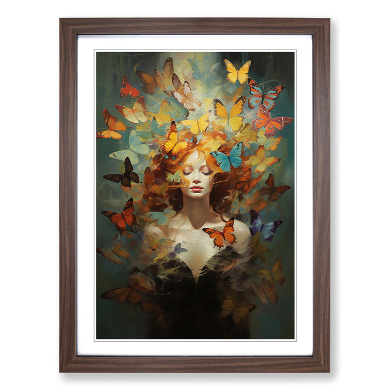 Butterfly Futurism Art - Framed Print, Walnut Framed, 64cm H x 46cm W x 2cm D