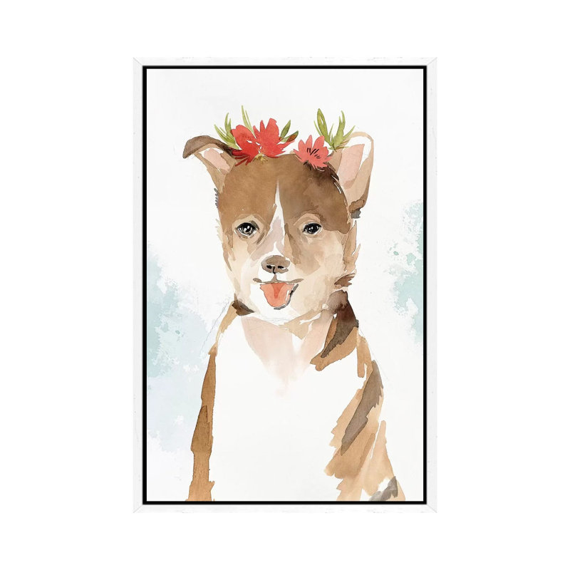 Puppy III 1 Piece Painting on Canvas, 66.04 cm H x 45.72 cm W, White Framed