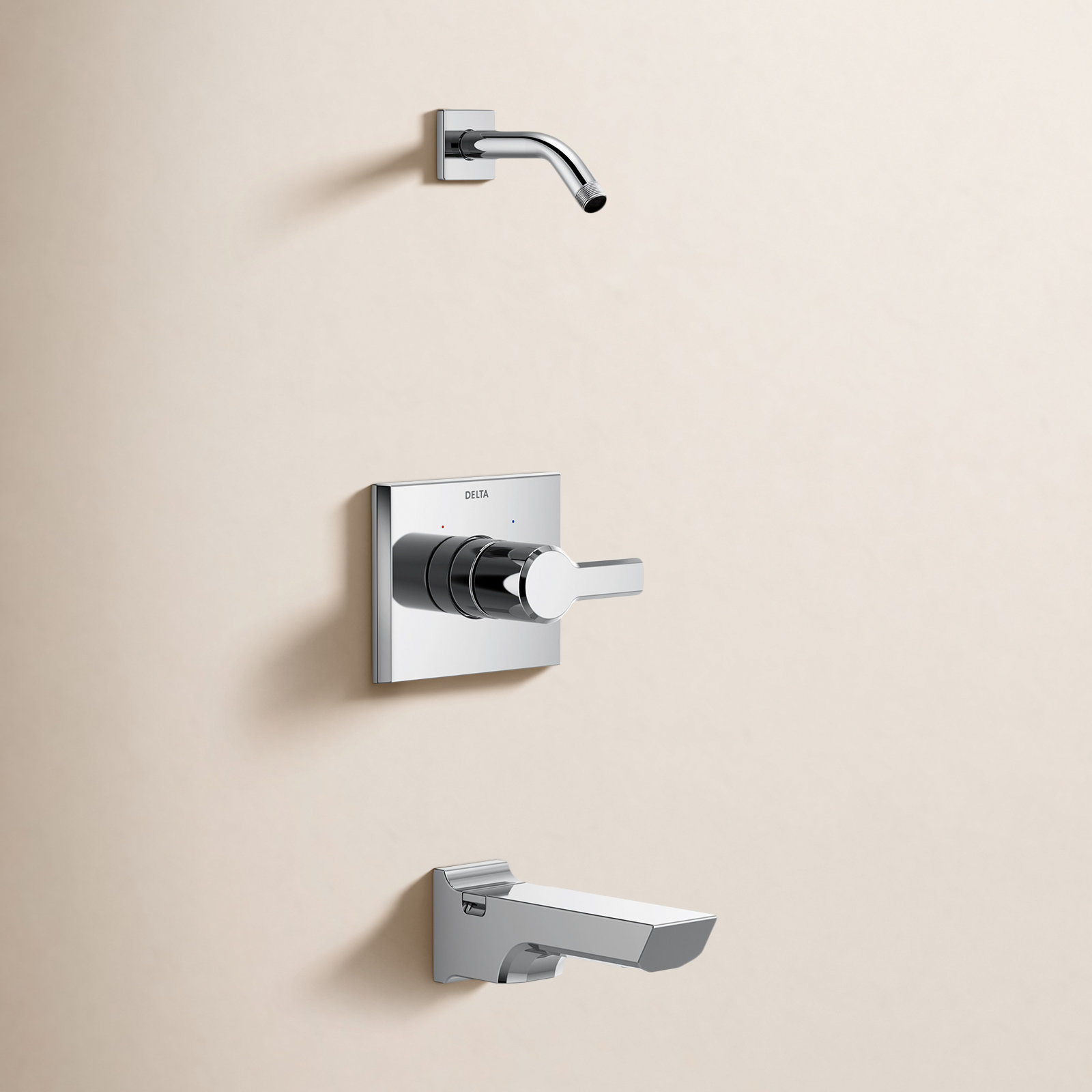 Pivotal Tub and Shower Faucet, Lumicoat Chrome