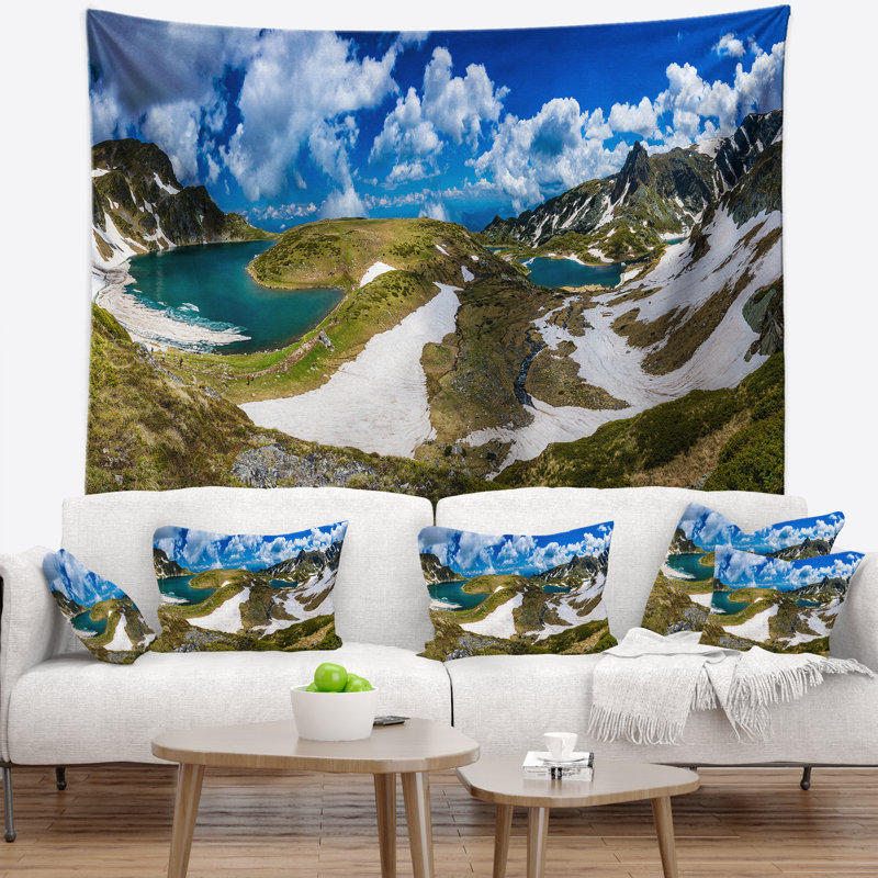 Rila de polyester sept lacs en bulgarie tapisserie avec accessoires suspendus inclus, H 32 po x l 39 po