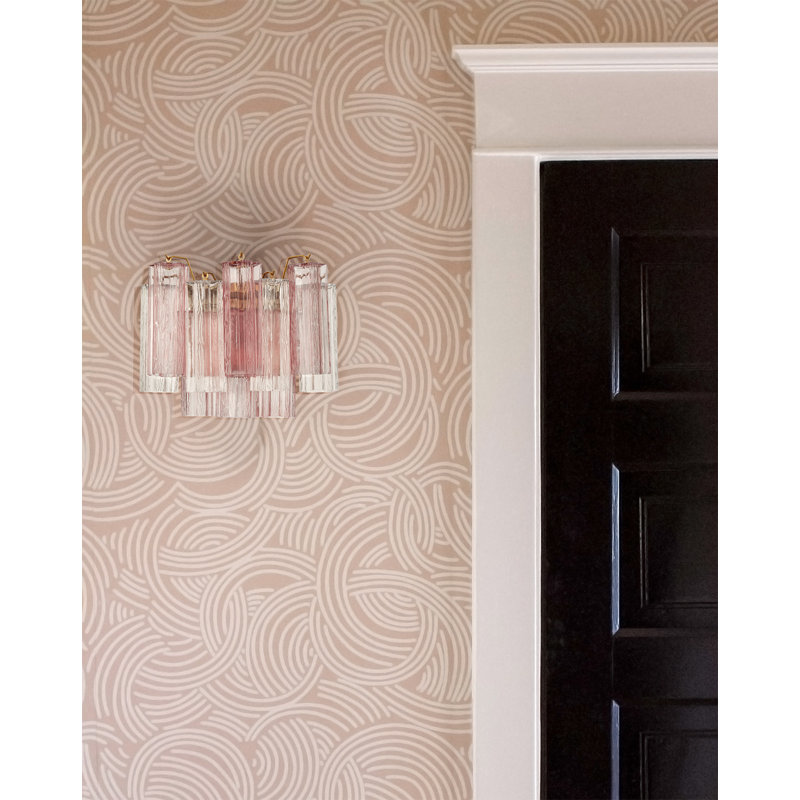 2 Light Sconce, Aged Brass/Pink