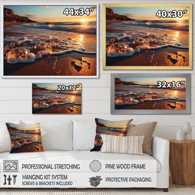 Golden Sands A Envoûtant XVIII sur toile imprimée, Cadre flottant blanc, H 34 po x l 44 po x P 1,5 po