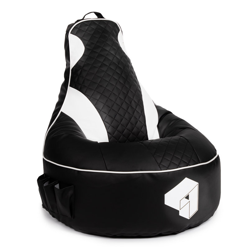 Beadbox Pro Gaming Bean Bag Chair, Black Faux Leather
