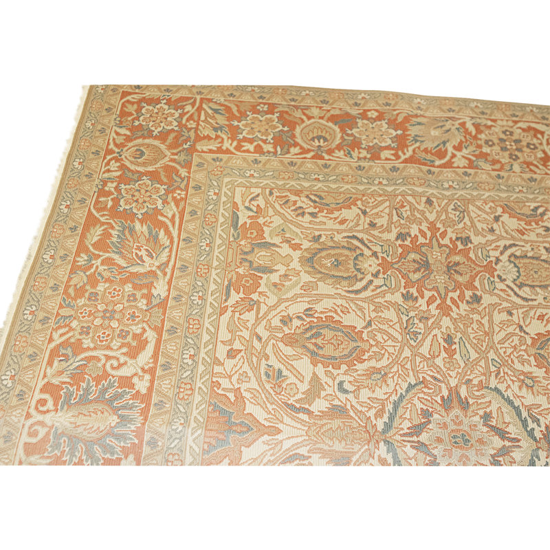 Tapis beige et rouille de haute qualité noué à la main