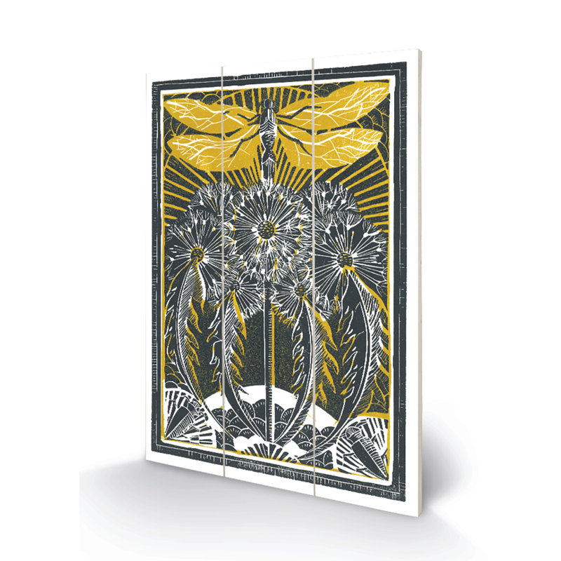 Dragonfly & Dandelions by Amanda Colville - No Frame Print on Wood