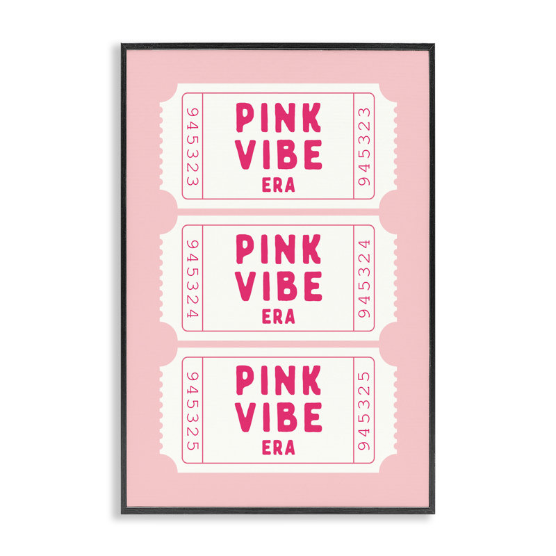Giclée à billets rose Vibe Era, design par Lettré et doublé, H 18 po x l 12 po, Giclée encadrée noir minuit