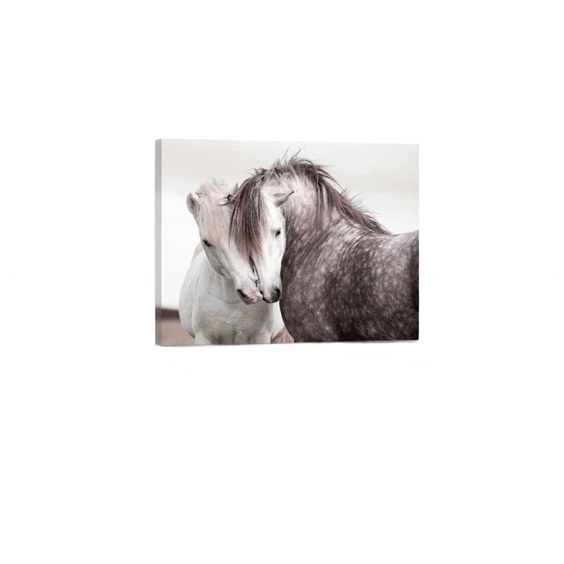 Chevaux blancs, 24 po x 36 po, cadre mural en bois à l'arrière