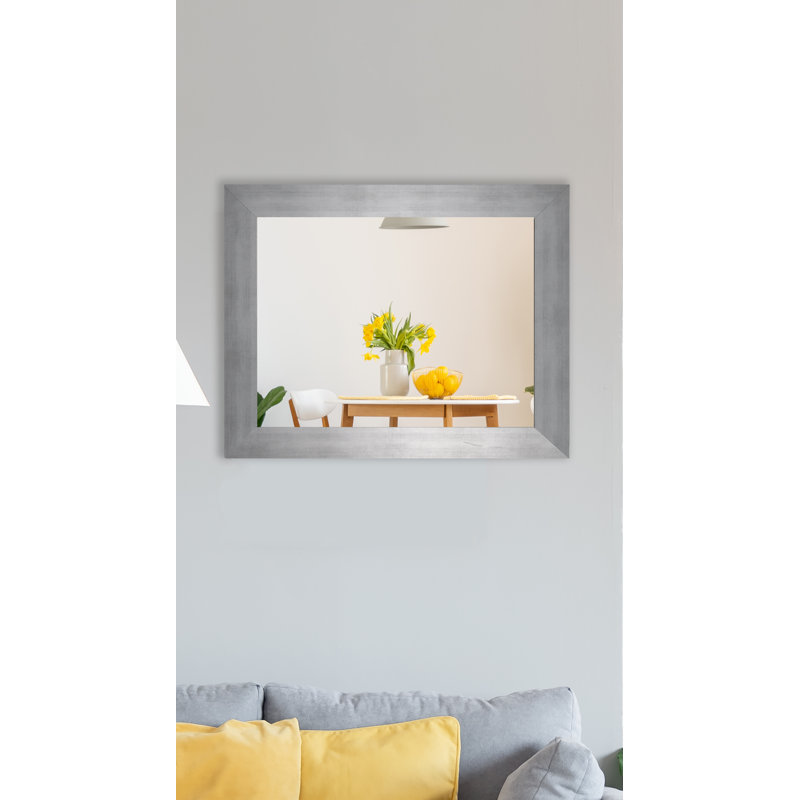 Engineered Wood Flat Mirror, 33" x 30", Matte Silver