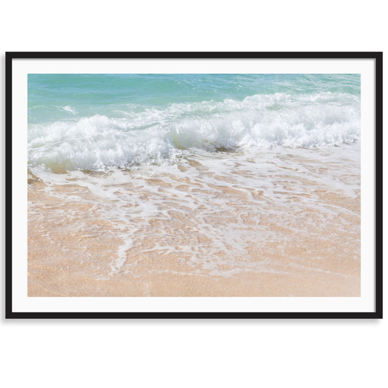 Kauai Ocean and Sand Framed Photographic Print, 25" W x 18" H, Black Wood