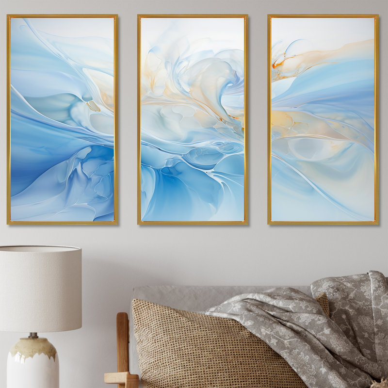 Ensemble de salon Wall Art, Cadre flottant doré, H 28 po x l 36 po x P 1 po
