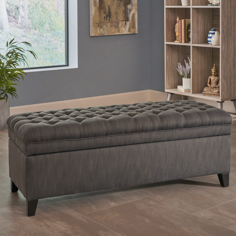 Banc rembourré avec espace de rangement, Gris
