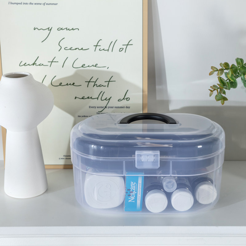 Panier de rangement ovale transparent avec plateau noir