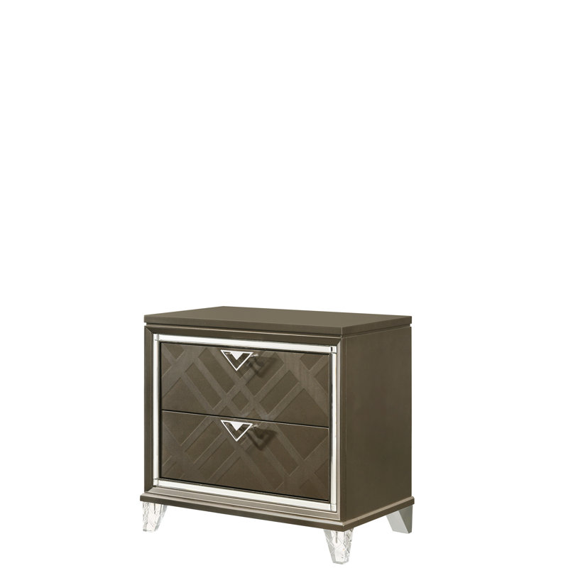 Élégante table de chevet champagne foncé avec élément de fabrication pratique