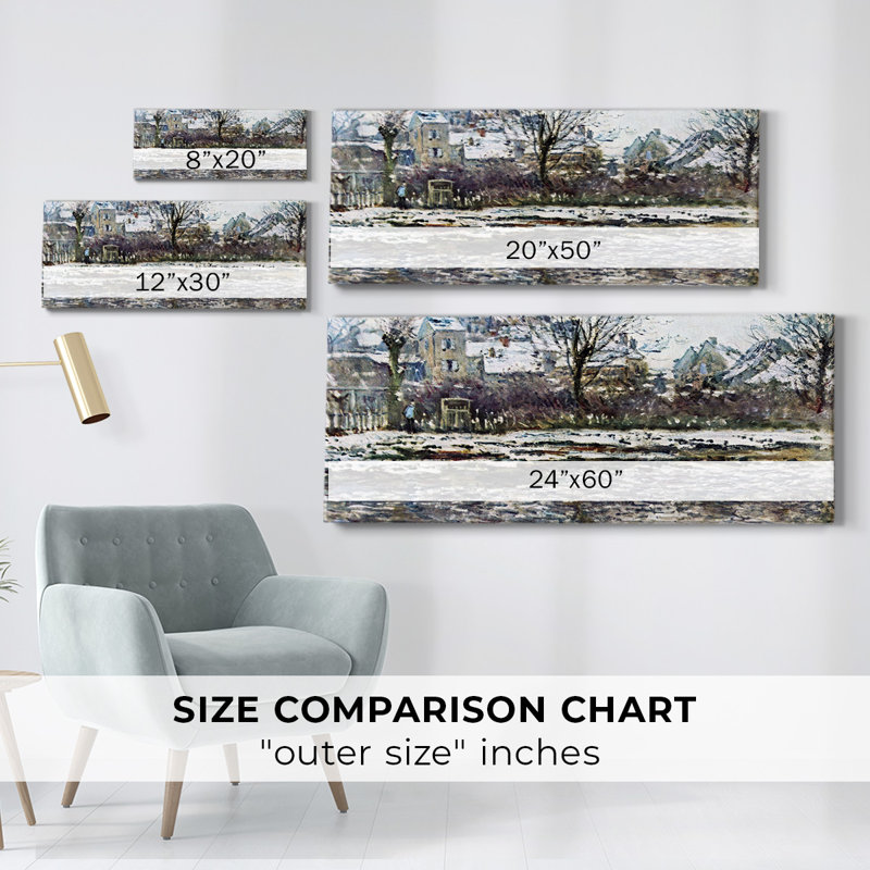«Snow in Vetheuil» par Monet sur toile, H 8 po x l 20 po x P 1,5 po