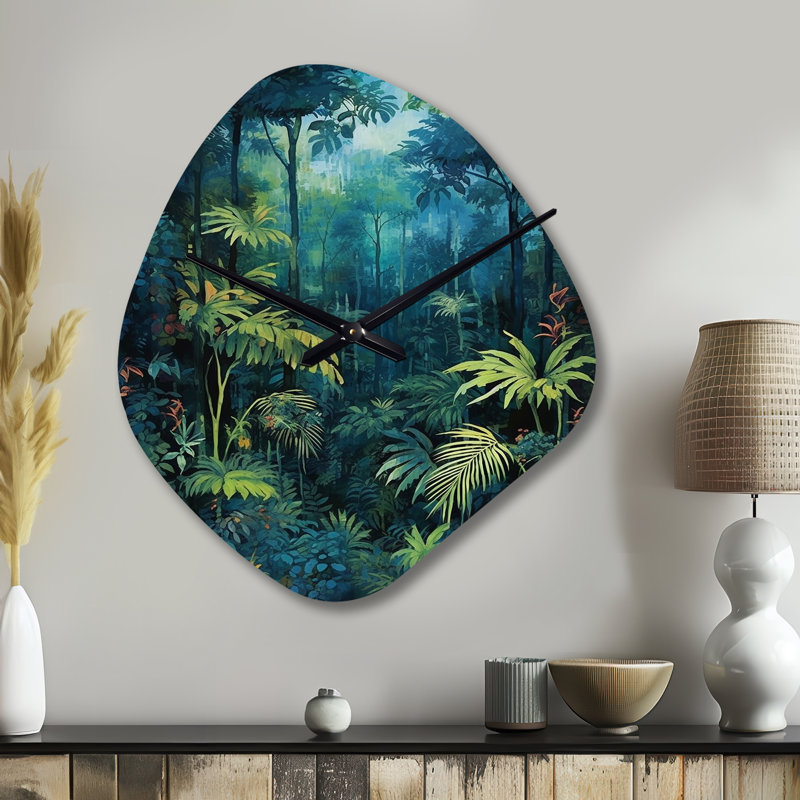 Jungle Expedition - horloge asymétrique en métal, horloge murale sarcelle, Petit