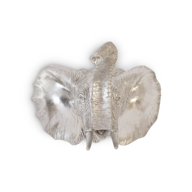 Large Silver Resin Elephant Wall Art Sculpture