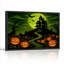 Maison hantée sous la lune verte avec toile murale lumineuse d'Halloween-929344170