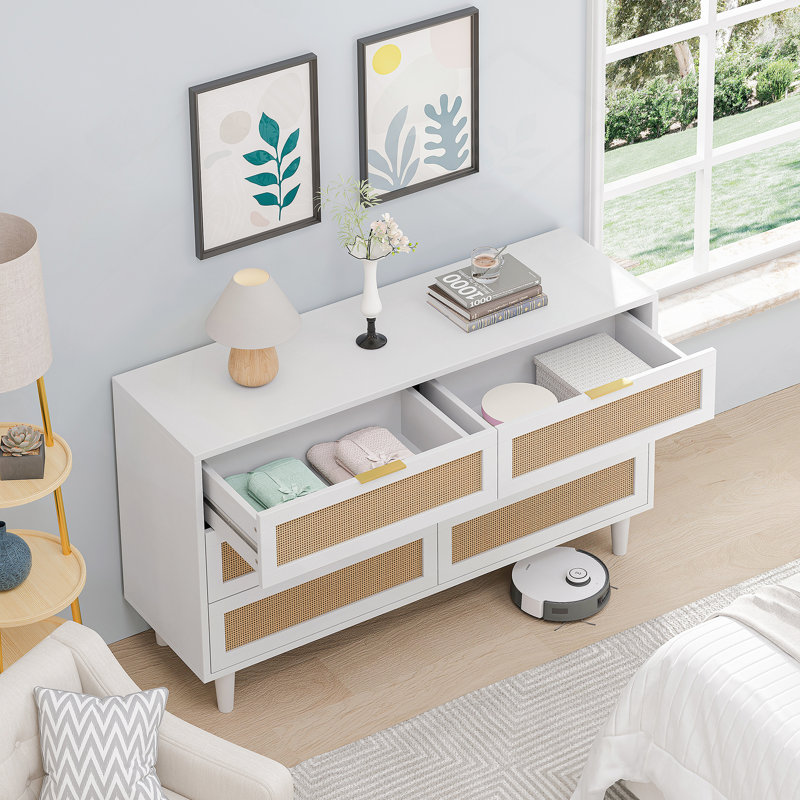 Commode double 6 tiroirs Eskil, Blanc, 29.53"H x 51.18"W x 15.75"D