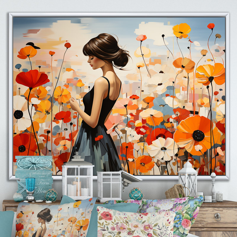 Modernisme prairie urbaine sur toile, Cadre flottant blanc, H 16 po x l 32 po x P 1 po