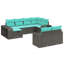Ensemble de canapé de patio 10 pièces avec coussins en polyester noir Latitude Run®-443092712