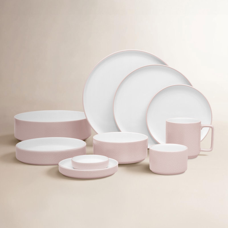 Noritake Colortex Stone Stax Deep Plates, 7 1/2", 12 Oz., Blush