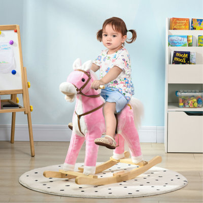 Cheval à bascule avec son, cheval à cheval avec selle, chaise berçante pour tout-petit, cadeau pour 3 à 8 ans, rose