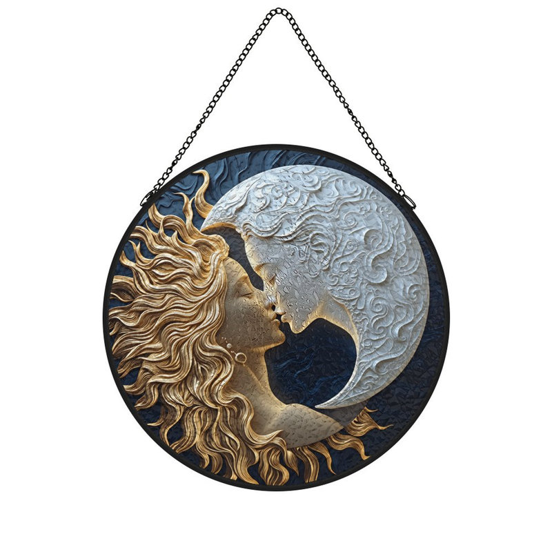 Sun Moon Yin Yang Kissing, 9,8 x 9,8 po (25 x 25 cm)