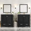 Ensemble de meuble-lavabo noir 60 po avec double meuble-lavabo (séparé), double lavabo en céramique, tablette de rangement et tiroirs séparés (miroir non inclus)-900652005-900652006