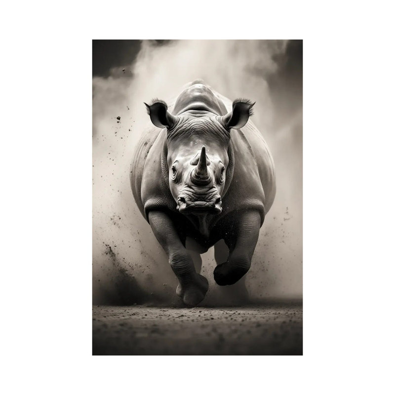 Rhino noir - reproduction d'art murale - toile tendue