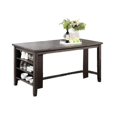 Table de salle à manger à hauteur de comptoir moderne en bois massif avec rangement de cuisine rustique efficace