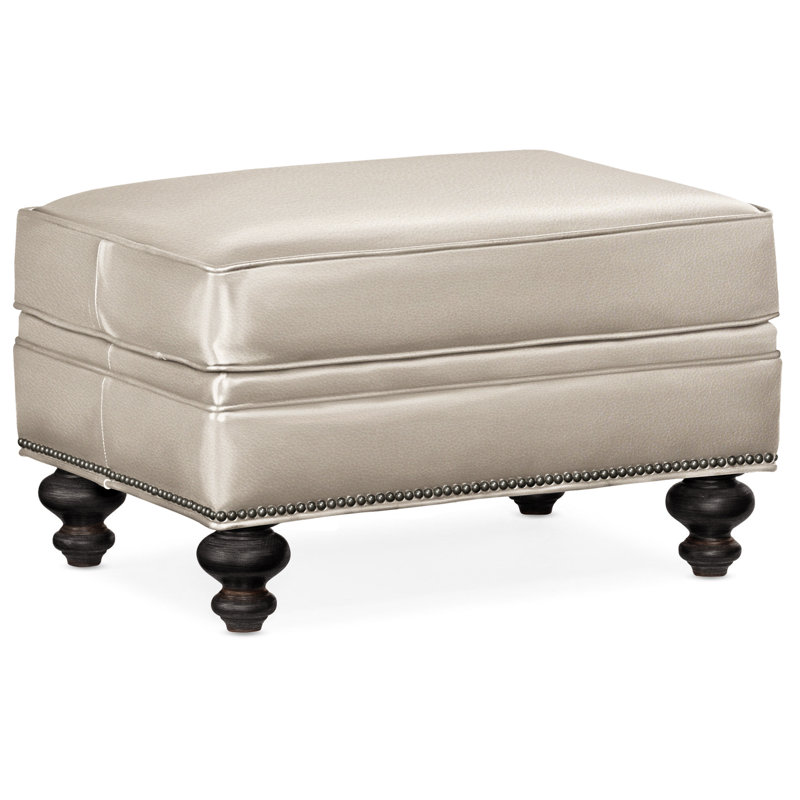 West Ottoman, Gunmetal, Plantation, Aline Light Gray Stonewash Genuine Leather