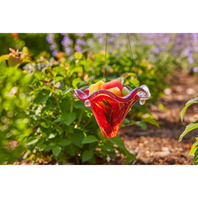 Mangeoire papillon rouge en verre