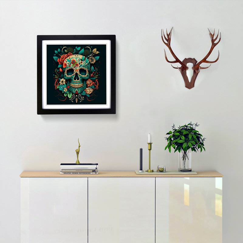 Sugar Skull - Framed Print, Black