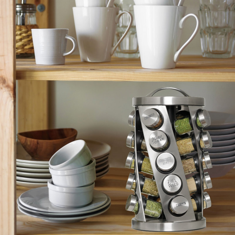 Kamenstein 20 Jar, Revolving, on Counter Top Twist Spice Rack with 20 Jars Filled with Spice