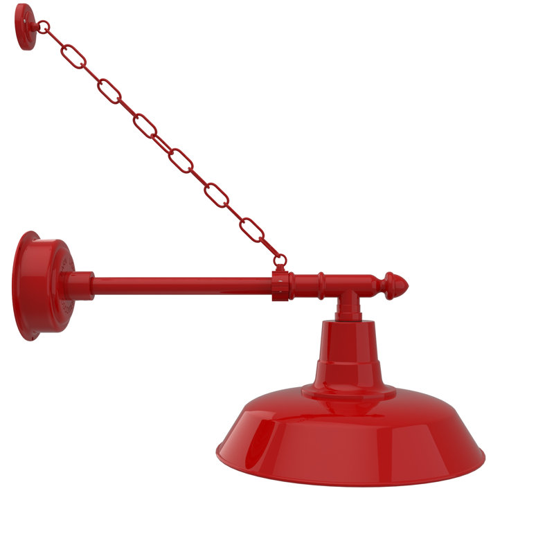 Luminaire de grange d'extérieur Oldage, H 11 po x l 16 po x P 29 po, Rouge cerise