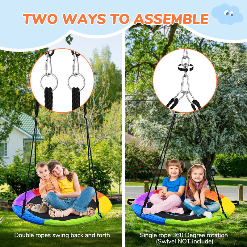 PVC-coated polyester Saucer Swing with Chains and Hooks, Rainbow