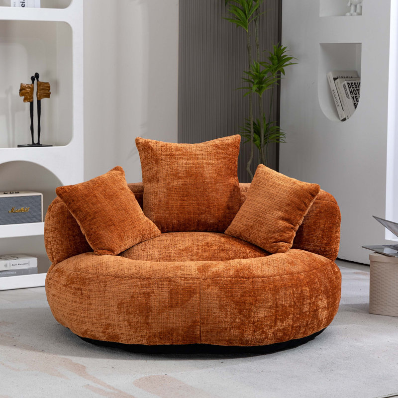Fauteuils à billes en mousse pour adultes / adolescents avec rembourrage, Chenille orange