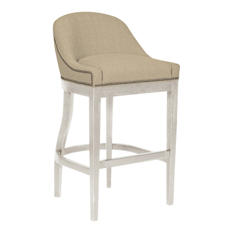 Calloway Upholstered Bar Stool with Solid Wood Frame, Nomad Sand, Casa Blanca