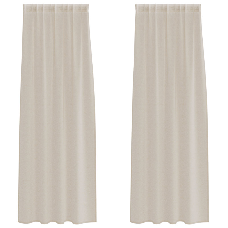 Suzzy Semi Sheer Curtain Pair, 245cm Width x 140cm Drop, Sand